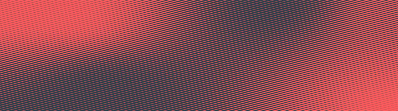 Diagonal lines halftone pattern smooth blurred fluid texture ultra wide 32:9 aspect ratio red black vector conceptual abstract background. Strips half tone ultrawide format futuristic abstraction