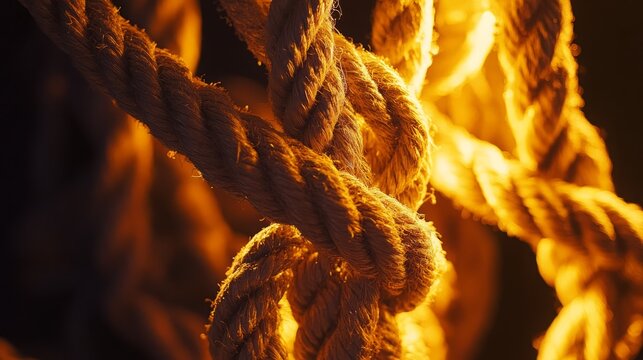 Twisted and Knotted Ropes Illuminated by Warm Light