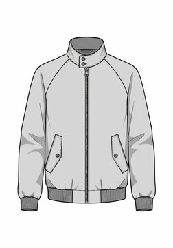 Technical drawing of a modern men's bomber jacket fashion illustration vector
