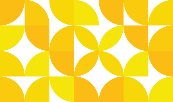 Seamless Geometric Yellow Circles Pattern, Modern Abstract Quarter Circles Mosaic, Bright Sunny Gradient Tile Background 