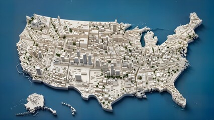 Miniature Isometric USA Map With
