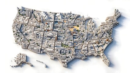 Miniature Isometric USA Map With