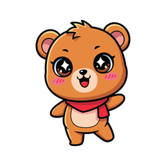 A cute cartoon bear with a red scarf Vector