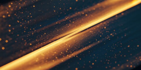 Fototapeta premium A glowing golden light streaks across a dark starry night sky