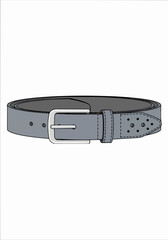 Detailed Gray Leather Belt Vector Illustration Technical Drawing Fashion Accessory