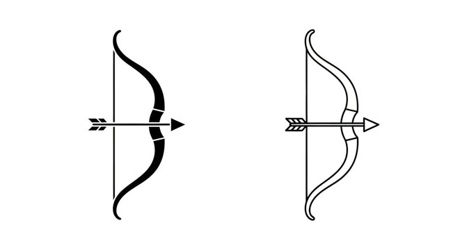Ancient bow and arrow design, vector illustration of traditional weapon Vector