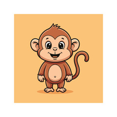 A cartoon monkey with big eyes and a tail Vector