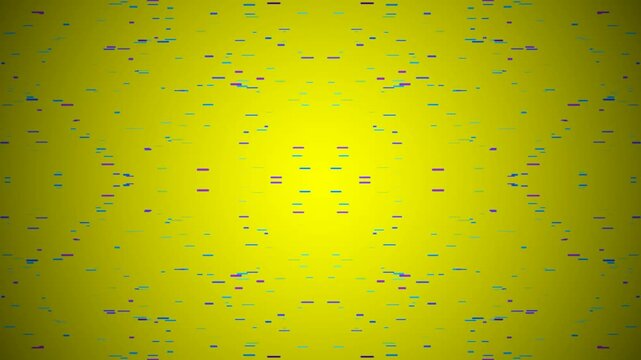 A vibrant digital artwork featuring a bright red background with a gradient effect, transitioning to a pure white space at the bottom, adorned with scattered small, colorful dots and dashes