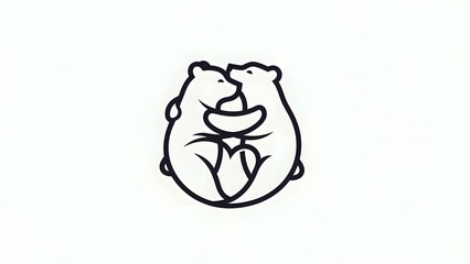 Simple black line drawing of two faces or heads in profile facing each other on a plain white background as seen from directly above