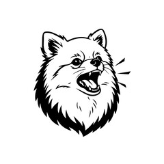 Fototapeta premium A playful cartoon pomeranian with an animated expression and open mouth