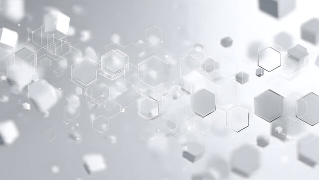 White minimalist tech header banner with subtle hexagonal digital layout