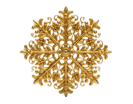 Ornate Golden Baroque Architectural Ornament Against Black Background