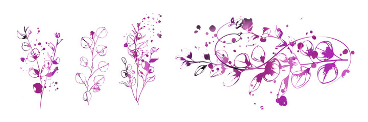 Soft watercolor eucalyptus branches with round leaves in natural pastel botanical style.