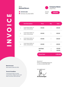 Pink And Black geometric Invoice 