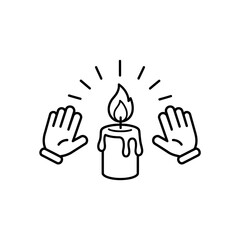 Obraz premium Candlelight Aura: Hands Shielding a Glowing Candle Flame, Symbolizing Hope and Protection