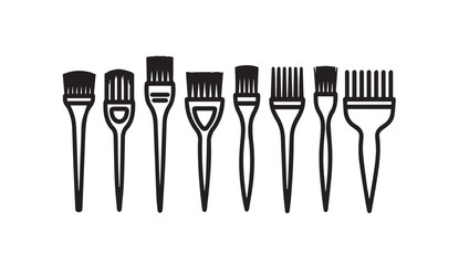 Hair Dye Brushes Collection Vector Icons