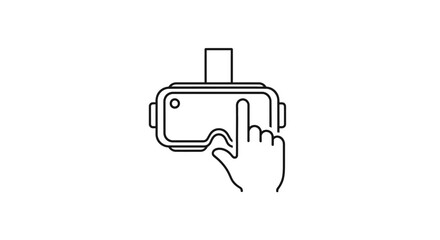 Fototapeta premium Hand interacting with virtual reality headset.