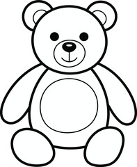 Fototapeta premium Cute teddy bear outline illustration, cartoon stuffed toy character, simple line art drawing, kids coloring book design isolated