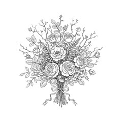 A beautiful bouquet of flowers with leaves Vector