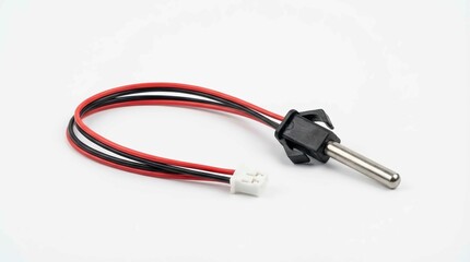 Thermocouple probe with red and black wires for temperature measurement