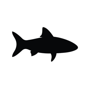 Black Silhouette of a Shark or Bonefish in Flat Design Vector Illustration