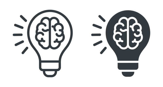 Human brain within a lightbulb symbol for brainstorming intelligence and creative solutions