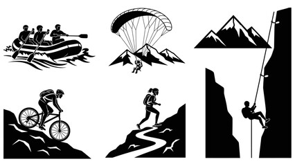 Obraz premium Adventure Sports Silhouettes Mountain Activities.