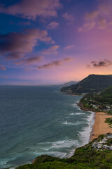 Sea Cliff Bridge on the southern coast of Sydney with sweeping Ocean Views and Mountain terrain. a major Bridge Road on the beautiful Australian coastline 