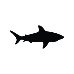 Obraz premium Black Bull Shark Silhouette Isolated on White Background vector illustration