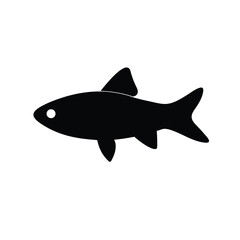 Obraz premium Black Silhouette Fish Icon Flat Design Vector Illustration