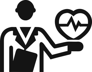 Obraz premium Doctor presenting heart health icon representing medical care and cardiology services