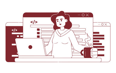 Programmer Creative Outline Illustration Set