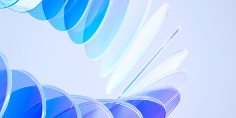 Abstract Blue Glass Spiral Background with 3D Glossy Curve Design