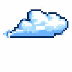 Obraz premium A flat design illustration of a cloud with blue shading and pixel art style