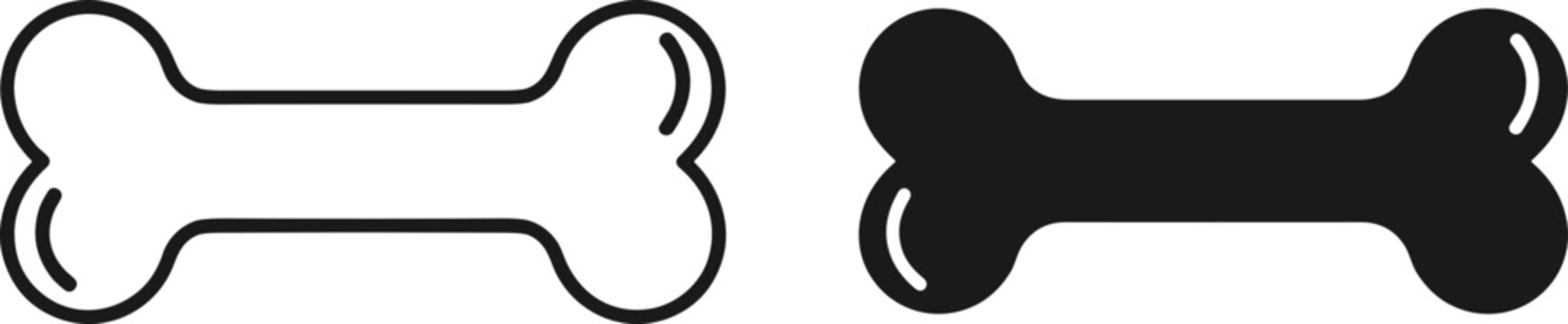 Dog Bone Icon Set with Outline and Solid Pet Food Symbol Vector Collection for Animal Care, Veterinary and Pet Shop Design