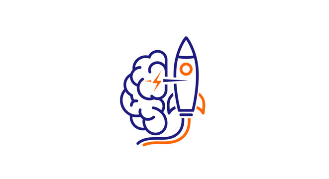 Brain with rocket launching out.