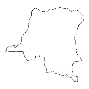 Democratic Republic Congo outline map border, central blue location marker
