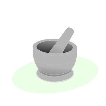 traditional Korean Jeolgu and Gongi set, consisting of a stone mortar (jeolgu) and a wooden pestle (gongi) used for pounding and grinding ingredients. This traditional kitchen tool is