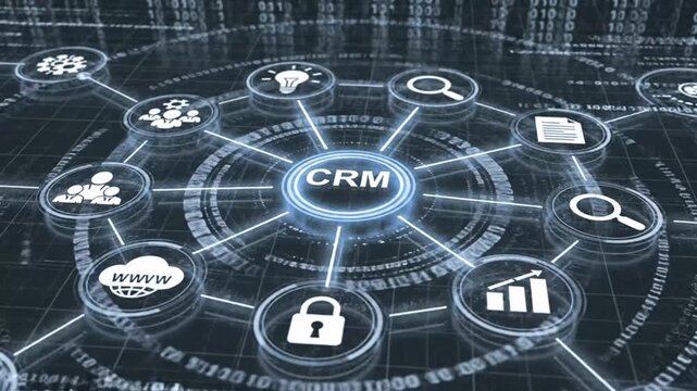 CRM System Concept: Digital Interface and Data Visualization