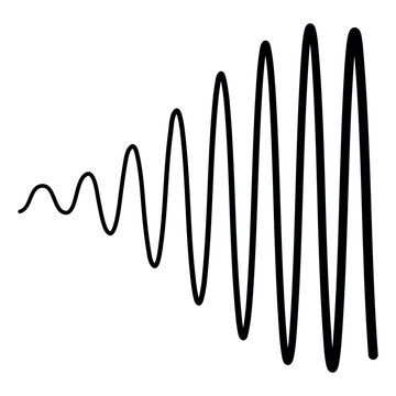 Waveform signal icon, increasing frequency amplitude modulation audio spectrum design