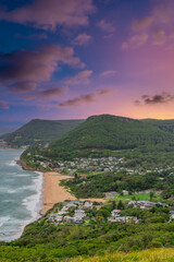 Sea Cliff Bridge on the southern coast of Sydney with sweeping Ocean Views and Mountain terrain. a major Bridge Road on the beautiful Australian coastline Australia