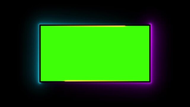 Animation of glowing neon rectangles abstract background. abstract glowing blue neon rectangle border frame.