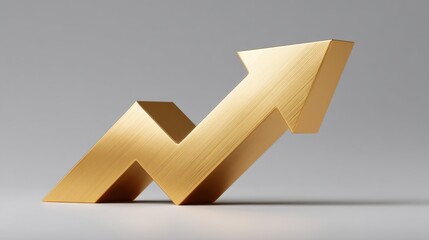 Golden Arrow Icon Symbolizing Growth and Success in Business or Financial Market, Signifying Positive Trends and Increasing Profit Margins