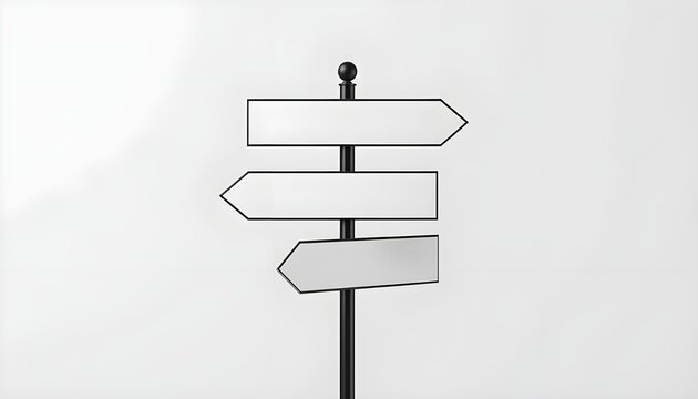 A minimalist illustration of a signpost with blank directional signs on a plain background
