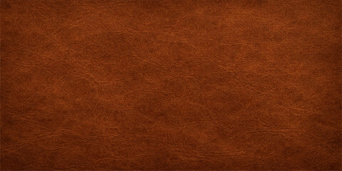 A dark aged brown leather texture with a vintage grunge pattern creates a rough antique material background for a blank textured wallpaper design