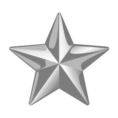 Fototapeta premium Gray metallic star shape with five points and smooth surface shiny isolated on a transparent background