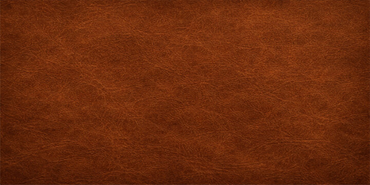 A dark aged brown leather texture with a vintage grunge pattern creates a rough antique material background for a blank textured wallpaper design