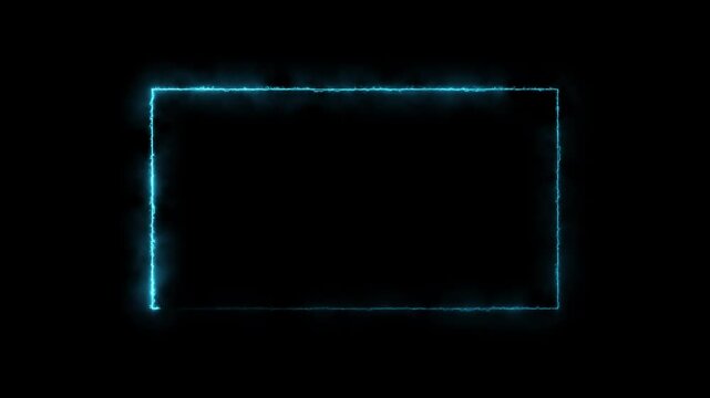 Animated rectangle shape frame with glowing neon effect. High quality 4K animation on dark or black background, creating a modern glowing visual effect.