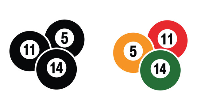 Billiard balls for billiard triangle, vector graphics showing pool table, snooker table, cues, ball rack, and pyramid arrangement for sports illustration, game tutorials, recreational designs, and 