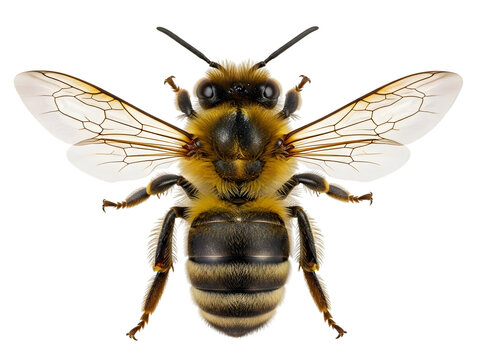 Detailed Macro Photograph of a Honey Bee showcasing its intricate anatomy and wings